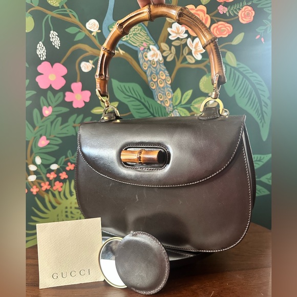 Gucci “1947” Bamboo Top Handle Chocolate Brown w/Gold Interior (est. 1990s) 🤎 - Picture 1 of 17